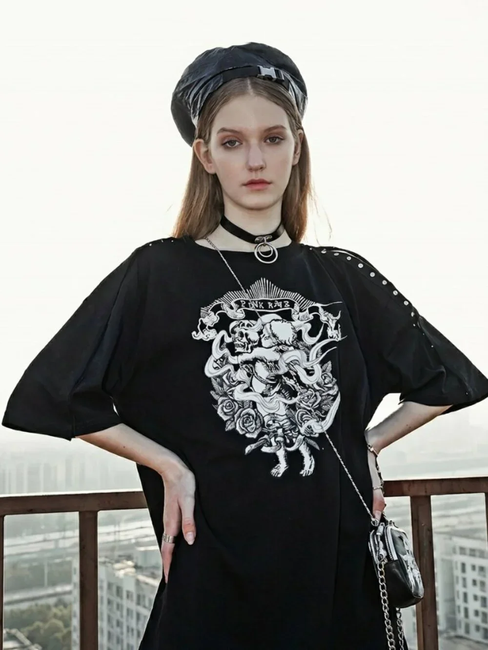 PUNK RAVE cherub print split sleeve tee - Picture 2 of 7